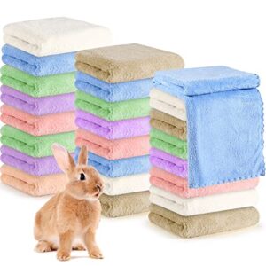 24 pcs guinea pig blankets bunk pet microfiber coral fleece cage liners absorbent guinea pig bedding soft accessories small animal bedding mat bathe towels for puppy cat (13.8 x 29.5 inches)