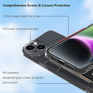 Restoo for iPhone 14 Plus Case + 2 Pack Tempered Glass Screen Protector, Clear Case with Card Holder Camera Lens Protection Protective Phone Cover for iPhone 14 Plus 6.7 Inch-Clear
