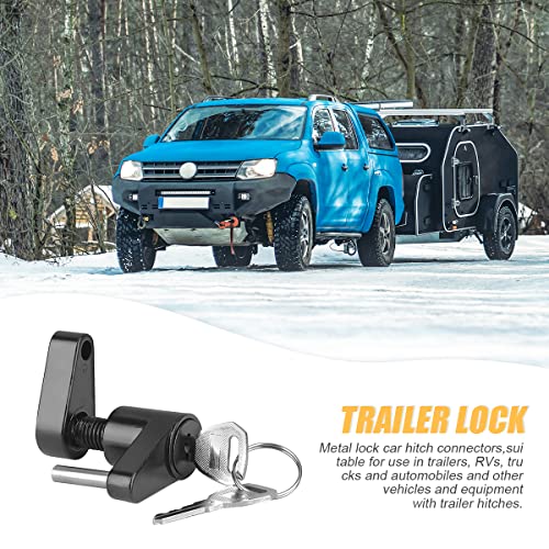 Trailer Hitch Coupler Lock, Dia 1/4 Inch, 3/4 Inch Span Trailer Tongue Coupler Lock, Latch and Clip Travel Kit Receiver for Security, Coupling Lockable Anti Theft Cover for Towing Truck Car (Black)