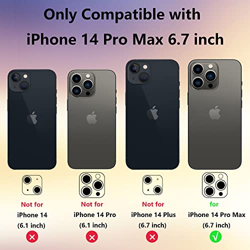 Restoo for iPhone 14 Pro Max Case + 2 Pack Tempered Glass Screen Protector, Clear Case with Card Holder Camera Lens Protection Protective Phone Cover for iPhone 14 Pro Max 6.7 Inch-Clear