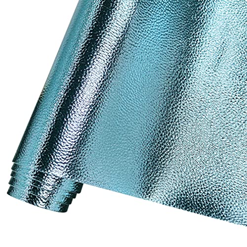 HYANG Metal Lychee Embossed Sky Blue Faux Leather Sheets 1 Rolls 12"X53"(30cmX135cm),Faux Leather Very Suitable for Making Crafts, Leather Earrings, Bows,Handbag，Sewing