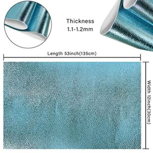 HYANG Metal Lychee Embossed Sky Blue Faux Leather Sheets 1 Rolls 12"X53"(30cmX135cm),Faux Leather Very Suitable for Making Crafts, Leather Earrings, Bows,Handbag，Sewing