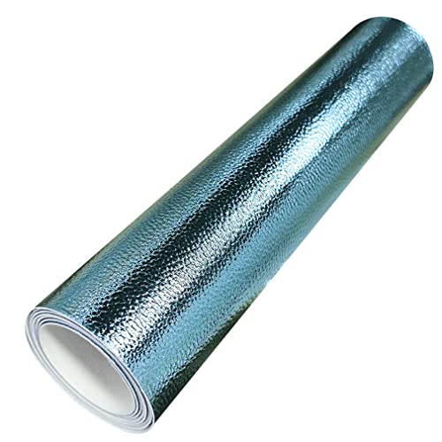 HYANG Metal Lychee Embossed Sky Blue Faux Leather Sheets 1 Rolls 12"X53"(30cmX135cm),Faux Leather Very Suitable for Making Crafts, Leather Earrings, Bows,Handbag，Sewing