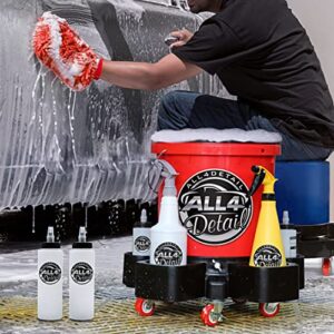 ALL4DETAIL 5 Gallon Bucket Dolly, Rolling Bucket Dolly with 5 Rolling Swivel Casters - Bucket Dirt Trap - Spray Bottle - Perfect for Car Washing Detailing Smoother Maneuvering