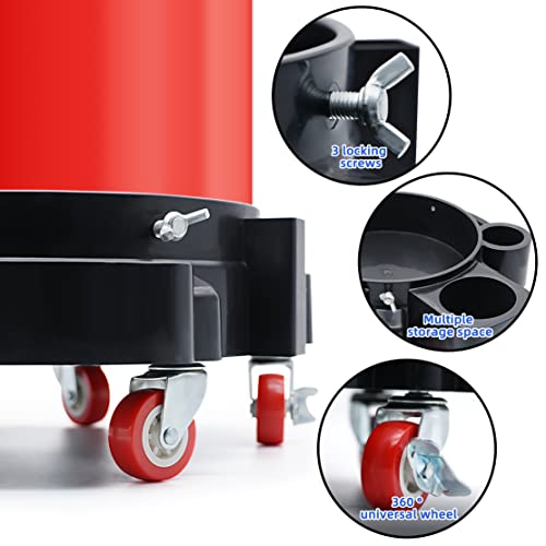 ALL4DETAIL 5 Gallon Bucket Dolly, Rolling Bucket Dolly with 5 Rolling Swivel Casters - Bucket Dirt Trap - Spray Bottle - Perfect for Car Washing Detailing Smoother Maneuvering