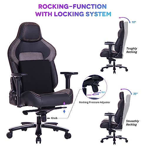 VON RACER Big and Tall Gaming Chair 440lb Gamer Chair with Gel Cold Cure Foam Lumbar Big and Tall Office Chair 4d Adjustable Arms Heavy Duty Metal Base Computer Chair for Gamers Office Workers