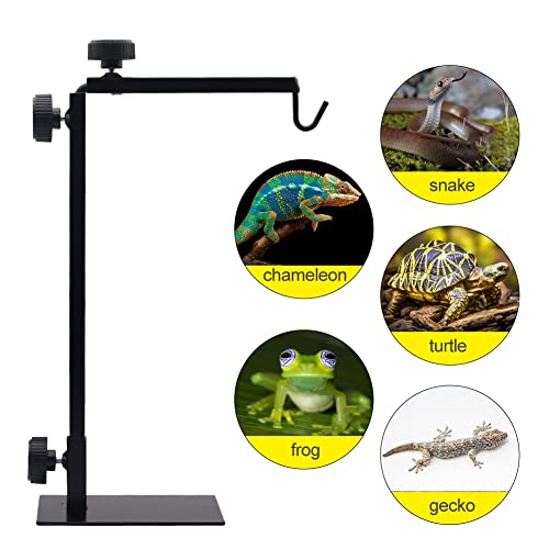 APlayfulBee Reptile Lamp Stand Metal Floor Light Holder Lamp Support Adjustable 14-25.2 Inch for Terrarium Heat Lamps Turtles Lizards Snakes Amphibians