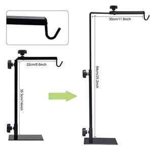 APlayfulBee Reptile Lamp Stand Metal Floor Light Holder Lamp Support Adjustable 14-25.2 Inch for Terrarium Heat Lamps Turtles Lizards Snakes Amphibians