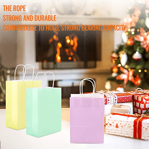 BadenBach 30 Pack Pastel Paper Gift Bags with Handle, Kraft Paper Small Party Favor Goodie Bags Bulk for Birthday Wedding Thanksgiving Halloween Christmas (8.6" x 6.3" x 3.1")
