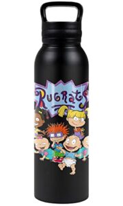 rugrats official rugrats group 24 oz insulated canteen water bottle, leak resistant, vacuum insulated stainless steel with loop cap