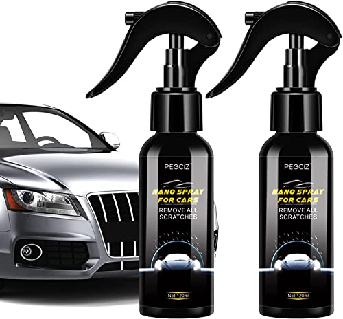 Nano Spray for Cars, 2pcs Car Scratch and Mark Repair Nano Spray, Repair of Fine Scratches and Polishing Spray, Protection&Swirl Waterless Detailer Spray for Car Detailing 120ML×2