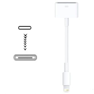 lightning to 30-pin adapter, iphone 8 pin male to 30 pin charger ipad connector adapter data sync cable connector compatible iphone 14/13/12/11/x/8/ipad/bluetooth (white)