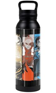 avatar the last airbender official triple bender 24 oz insulated canteen water bottle, leak resistant, vacuum insulated stainless steel with loop cap