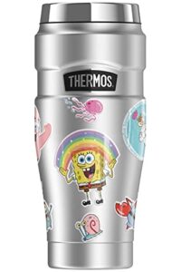 thermos spongebob official spongebob and friends sticker collage stainless king stainless steel travel tumbler, vacuum insulated & double wall, 16oz