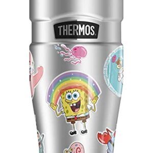 THERMOS Spongebob OFFICIAL Spongebob And Friends Sticker Collage STAINLESS KING Stainless Steel Travel Tumbler, Vacuum insulated & Double Wall, 16oz