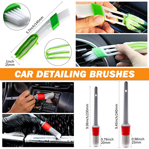 ALL4DETAIL 28Pcs Car Detailing Brush Set, Car Detailing Supplies, Car Cleaning Kit (Car Detailing Brushes,Drill Brush,Polishing Pads,Wheel Brush,Wash Mitt/Towel,Ceramic Coating Applicator,Suede Cloth)