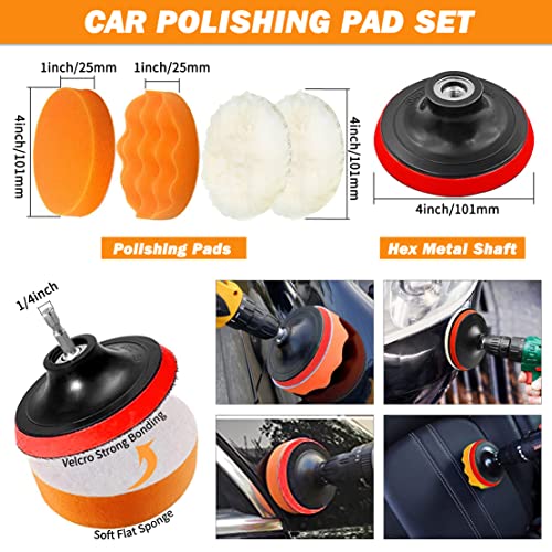 ALL4DETAIL 28Pcs Car Detailing Brush Set, Car Detailing Supplies, Car Cleaning Kit (Car Detailing Brushes,Drill Brush,Polishing Pads,Wheel Brush,Wash Mitt/Towel,Ceramic Coating Applicator,Suede Cloth)