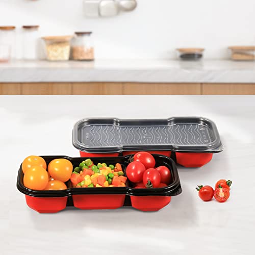 OTOR 25 Sets Meal Prep Containers 16OZ 3 Compartments with Clear Airtight Lids Food Storage Deli Container Bento box Lunch boxes take away Travel Containers Two-color process