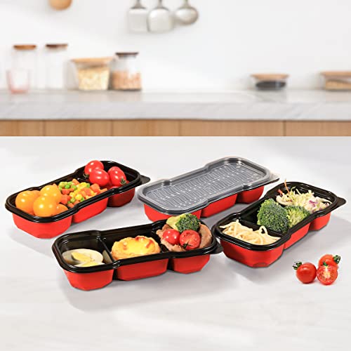 OTOR 25 Sets Meal Prep Containers 16OZ 3 Compartments with Clear Airtight Lids Food Storage Deli Container Bento box Lunch boxes take away Travel Containers Two-color process