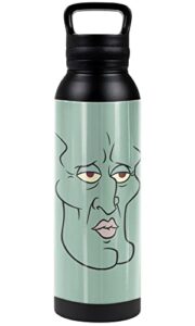 spongebob official squidward handsome face 24 oz insulated canteen water bottle, leak resistant, vacuum insulated stainless steel with loop cap