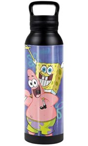 spongebob official spongebob and patrick cropped 24 oz insulated canteen water bottle, leak resistant, vacuum insulated stainless steel with loop cap