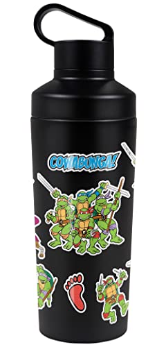 Teenage Mutant Ninja Turtles TMNT OFFICIAL Turtles Sticker Collage 18 oz Insulated Water Bottle, Leak Resistant, Vacuum Insulated Stainless Steel with 2-in-1 Loop Cap