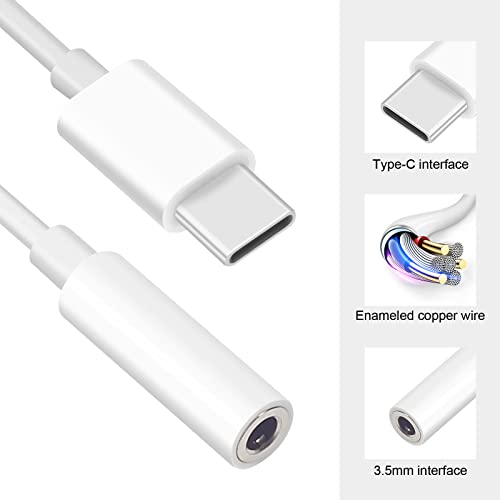 USB C to 3.5mm Headphone Jack Adapter (Pack of 2), USB Type C to Aux Audio Dongle Cable Earphone Jack Converter Compatible with Samsung Galaxy S22 S21 S20 Note 20 10+ A73 A53, Pixel 6 5 4 3 and More