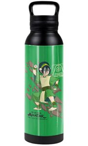 avatar the last airbender official toph rock slide 24 oz insulated canteen water bottle, leak resistant, vacuum insulated stainless steel with loop cap