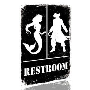 rxetynvg funny restroom sign mermaid pirate vintage metal tin sign family restroom tin sign for restroom bathroom door wall decor 8x12inch-tin sign