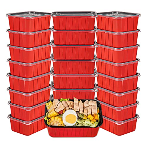 OTOR 25 Sets 30oz Bento box Meal Prep Food Container Sets with Airtight Lids Deli Container Lunch boxes take away food storage Two-color process Travel Containers Two-color process