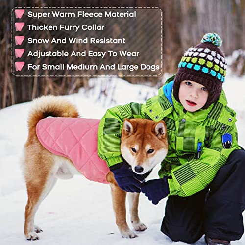 IDOMIK Dog Winter Coat Cold Weather Jacket, Pet Thick Fleece Lining Vest Reversible Warm Clothes, Windproof Snowproof Padded Sweater Outfit Apparel,Adjustable Cozy Snowsuit For Small Medium Large Dogs