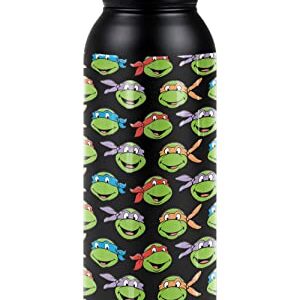 Teenage Mutant Ninja Turtles TMNT OFFICIAL Turtle Heads 24 oz Insulated Canteen Water Bottle, Leak Resistant, Vacuum Insulated Stainless Steel with Loop Cap