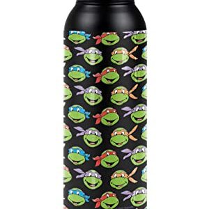 Teenage Mutant Ninja Turtles TMNT OFFICIAL Turtle Heads 24 oz Insulated Canteen Water Bottle, Leak Resistant, Vacuum Insulated Stainless Steel with Loop Cap