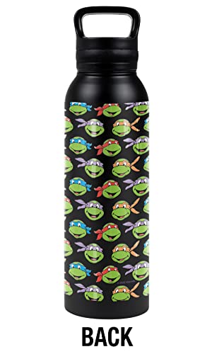 Teenage Mutant Ninja Turtles TMNT OFFICIAL Turtle Heads 24 oz Insulated Canteen Water Bottle, Leak Resistant, Vacuum Insulated Stainless Steel with Loop Cap