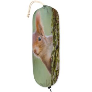 animal squirrel plastic bag holder, squirrel tree grocery bag storage holder hanging garbage shopping bag trash bags organizer for kitchen home