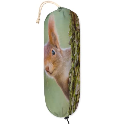 Animal Squirrel Plastic Bag Holder, Squirrel Tree Grocery Bag Storage Holder Hanging Garbage Shopping Bag Trash Bags Organizer for Kitchen Home