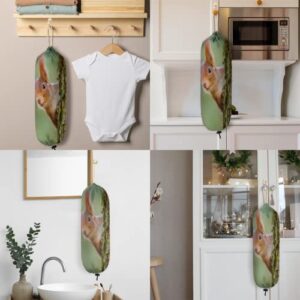 Animal Squirrel Plastic Bag Holder, Squirrel Tree Grocery Bag Storage Holder Hanging Garbage Shopping Bag Trash Bags Organizer for Kitchen Home