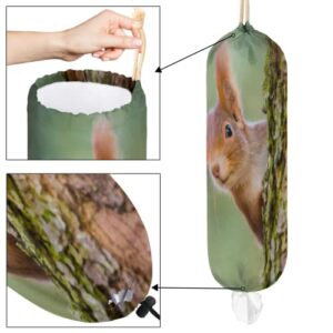 Animal Squirrel Plastic Bag Holder, Squirrel Tree Grocery Bag Storage Holder Hanging Garbage Shopping Bag Trash Bags Organizer for Kitchen Home