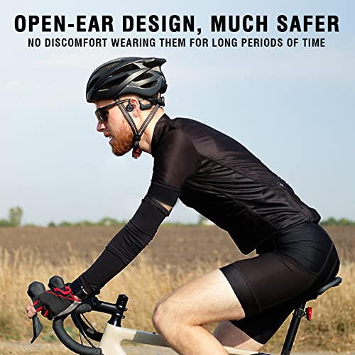 HCMOBI Bone Conduction Headphones Bluetooth, Wireless Open Ear Headphones with Mic, Waterproof Earphones, Sweatproof Sports Headset for Running, Cycling, Driving, Hiking, Gym & Workouts