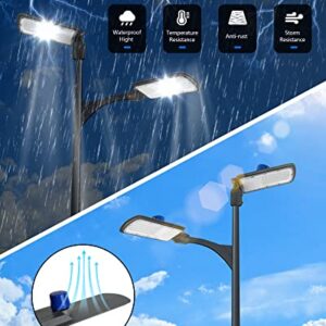 OKELI Commercial LED Street Light, 100W Hight Bright Parking Lot Lighting with Adjustable Arm Mount, Outdoor Waterproof Dusk to Dawn Photocell Shoebox Pole Area Lights for Stadium, 15600LM, 6000K