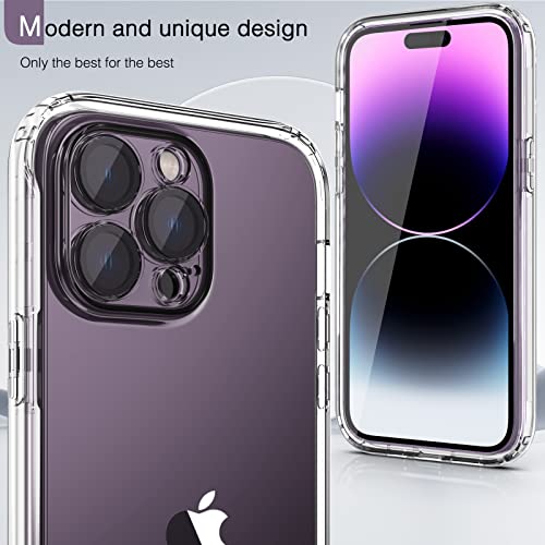 Switdo Compatible with iPhone 14 Pro Case Clear with Built-in Screen Protector&Camera Lens Protector,Transparent Shockproof Cover Full Body Protective Phone Case for iPhone 14 Pro 6.1 inch,Clear