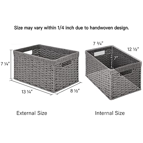 StorageWorks Storage Baskets, Rectangular Wicker Baskets with Built-in Handles, Decorative Storage Boxes