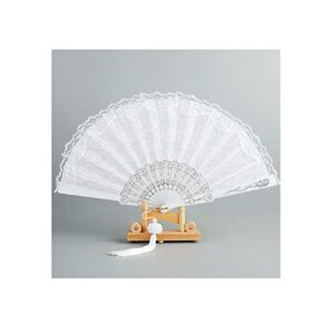 sehtorry white lace hand folding fan bridal dancing props floral handheld fan for women wedding décor or party dess-up favors