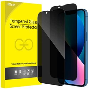 jetech privacy full coverage screen protector for iphone 13/13 pro 6.1-inch, anti-spy tempered glass film, edge to edge protection case-friendly, 2-pack