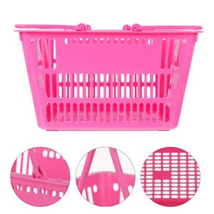 POPETPOP Picnic Basket Shopping Cart Plastic Shopping Basket with Handle- 16L Portable Handheld Storage Basket for Supermarket, Retail, Bookstore Picnic Basket Shopping Cart