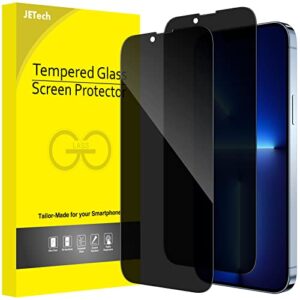 jetech privacy full coverage screen protector for iphone 13 pro max 6.7-inch, anti-spy tempered glass film, edge to edge protection case-friendly, 2-pack