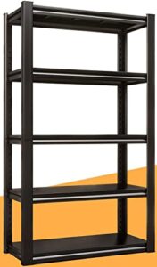 raybee 72" garage shelving heavy duty, 2010lbs garage storage shelves with 5 tier adjustable metal shelving unit,heavy duty shelving,metal storage shelves for basement,easy assembly,16.3"dx31.7"wx72"h