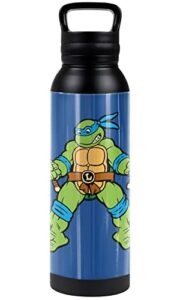 teenage mutant ninja turtles tmnt official leo and logo 24 oz insulated canteen water bottle, leak resistant, vacuum insulated stainless steel with loop cap
