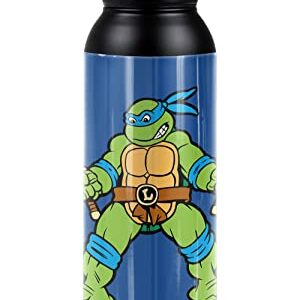 Teenage Mutant Ninja Turtles TMNT OFFICIAL Leo And Logo 24 oz Insulated Canteen Water Bottle, Leak Resistant, Vacuum Insulated Stainless Steel with Loop Cap