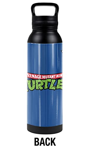 Teenage Mutant Ninja Turtles TMNT OFFICIAL Leo And Logo 24 oz Insulated Canteen Water Bottle, Leak Resistant, Vacuum Insulated Stainless Steel with Loop Cap